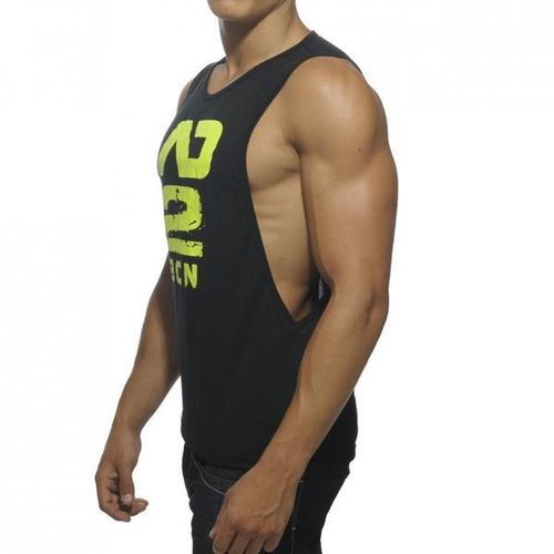 Мужская майка черная с желтыми буквами Addicted AD362