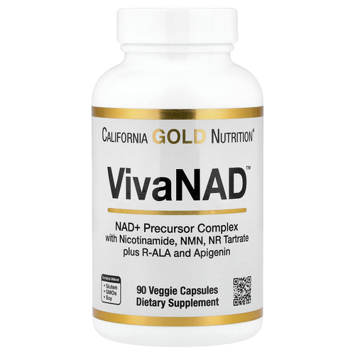California Gold Nutrition, VivaNAD™, комплекс НАД с NMN, тартрат NR, 90 растительных капсул
