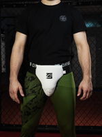 Защита паха мужская, бандаж белый Tomorrow Star с черной резинкой