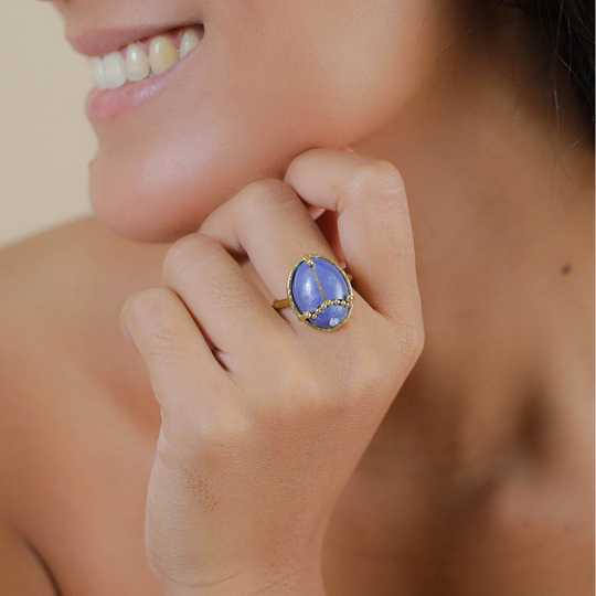 Кольцо Franck Herval, Palma, разъемное, с лазуритом и стразами, FH26.1-19-63910 (синий)