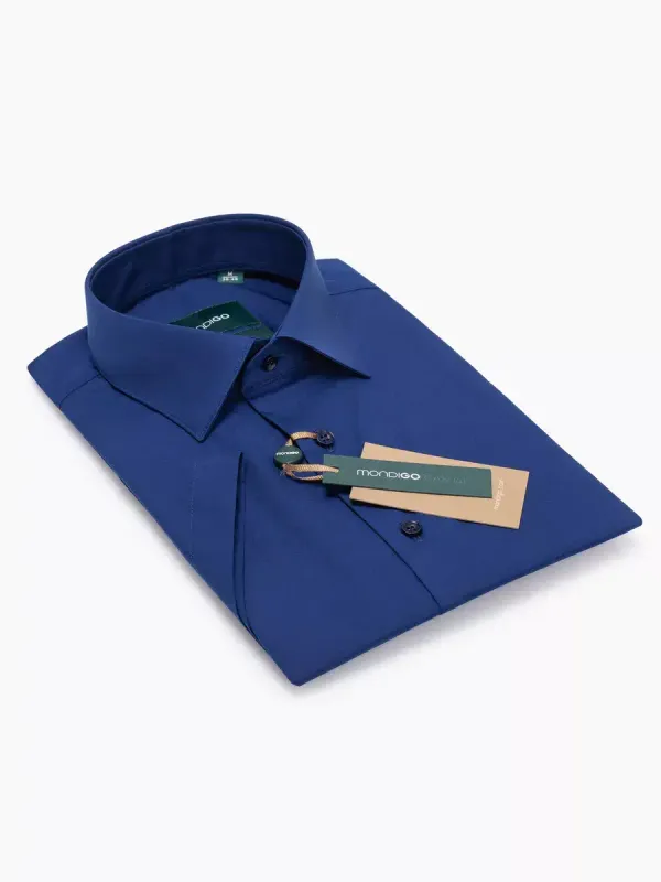 Рубашка приталенная SLIM FIT с коротким рукавом, темно-синяя