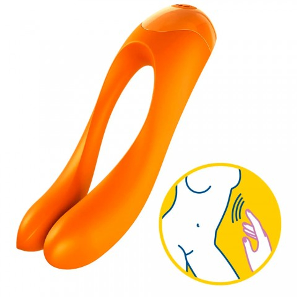 Мини вибратор на палец Satisfyer Candy Cane оранжевый