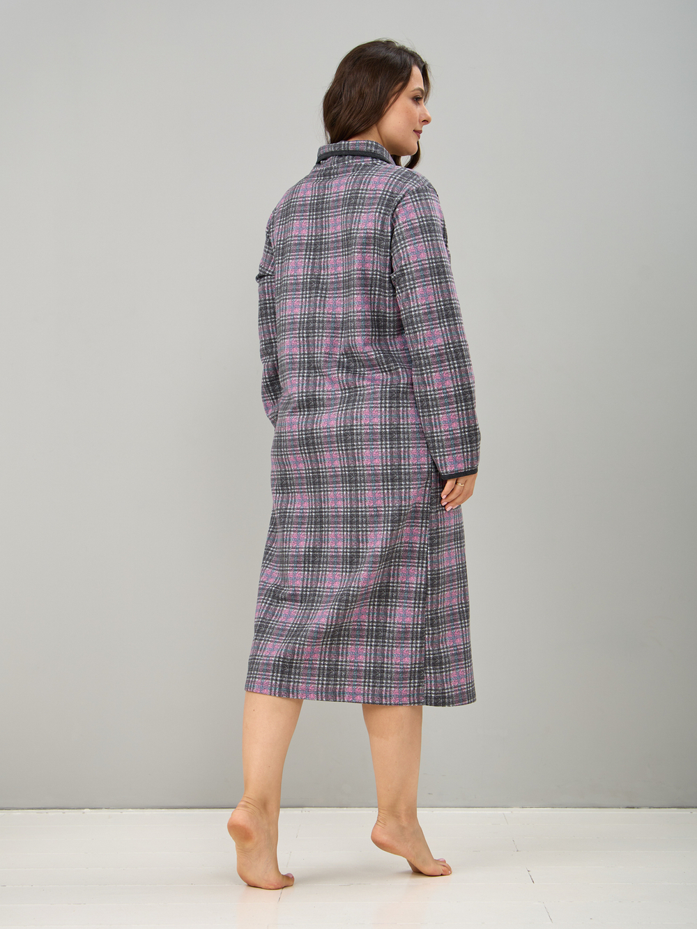 Халат Х-138/клеткаантрацит-брусника