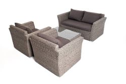 "Капучино сингл" лаунж-зона из искусственного ротанга (гиацинт), цвет серый