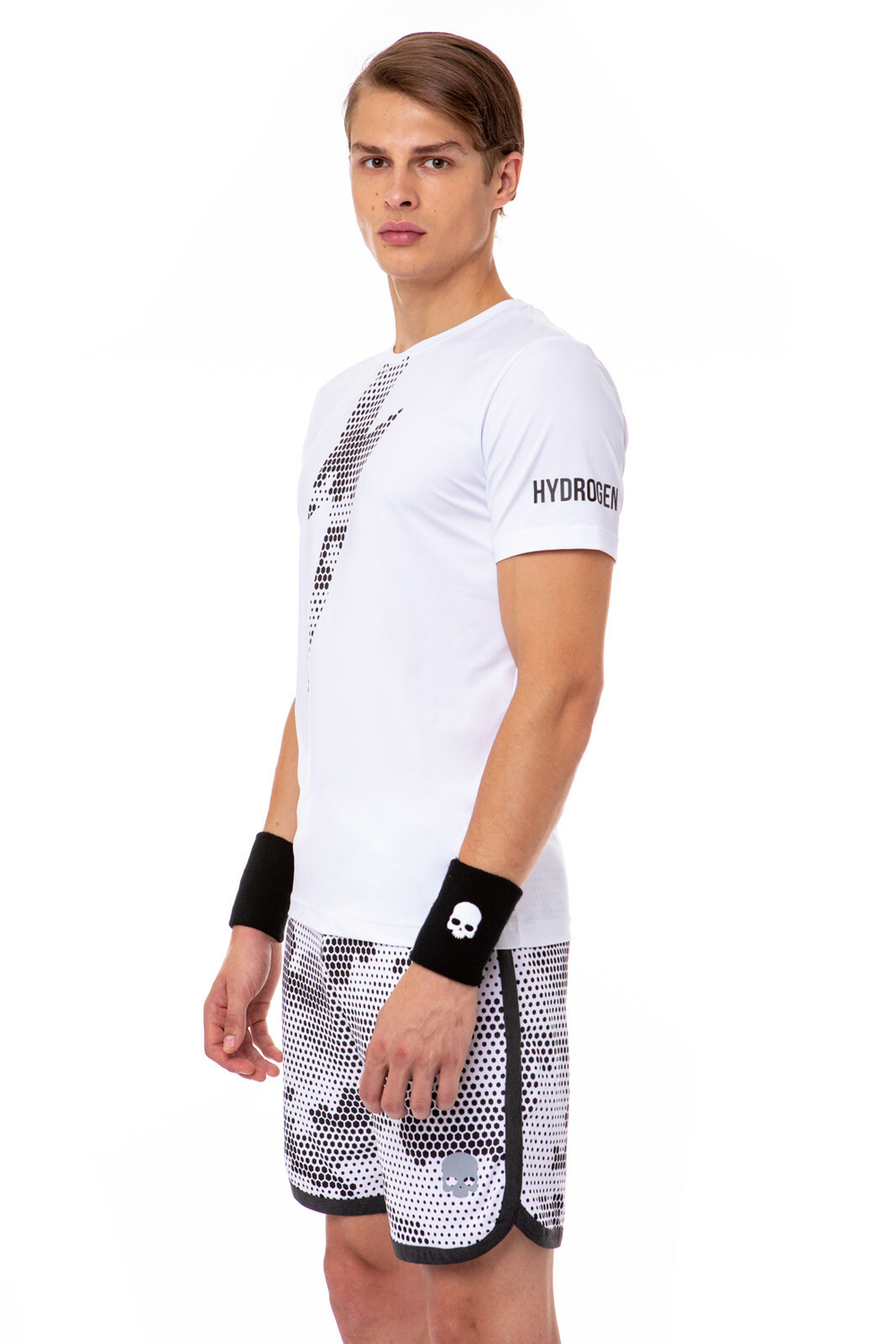 Мужская теннисная футболка Hydrogen Tech Thunderbolt Tee Man - white/black