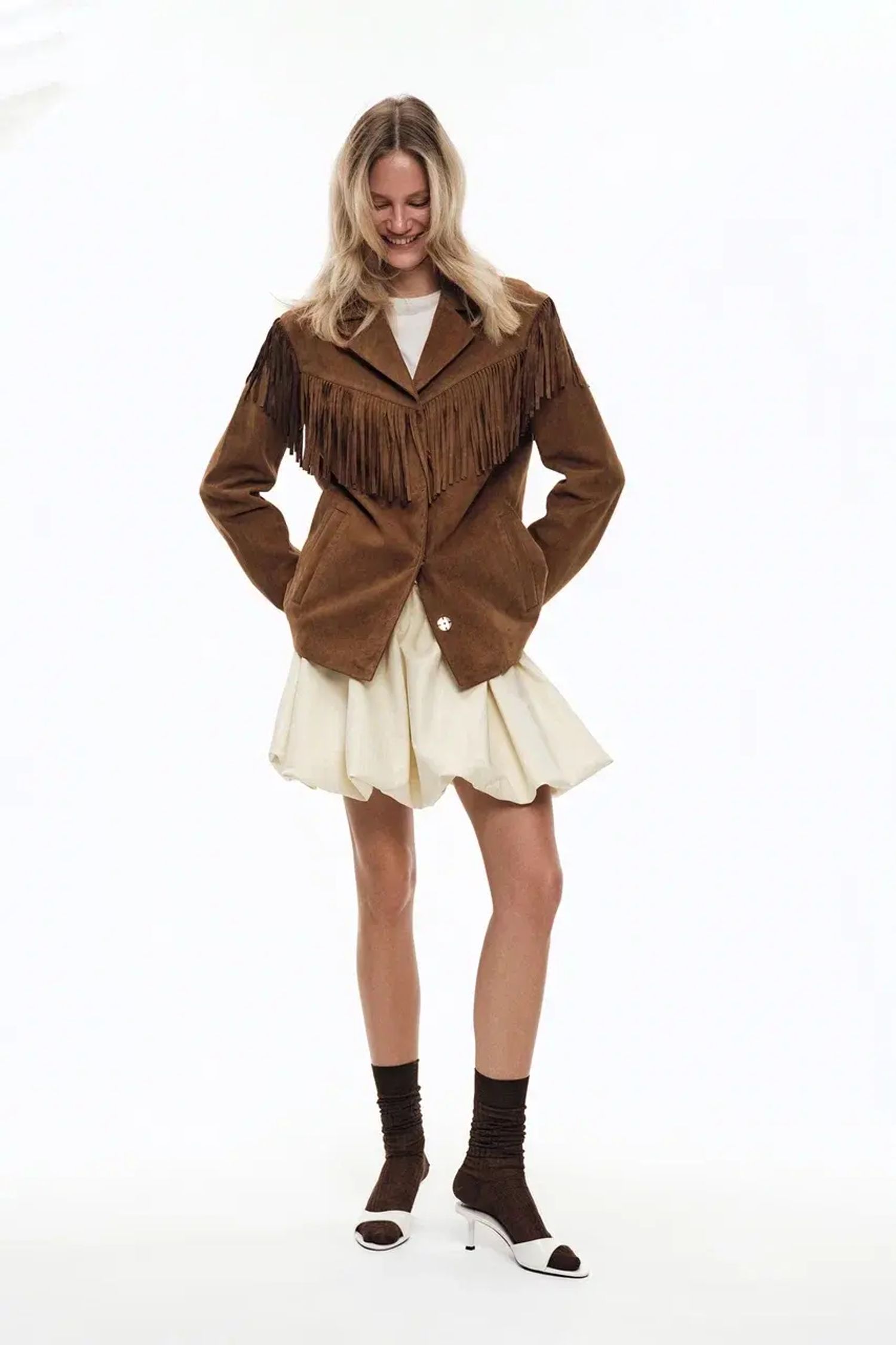 Жакет из замши c бахромой ((This is Texas)), кэмел