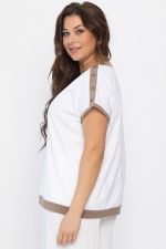 Блуза Далия (бело-коричневая) Б13803-20М LT Collection