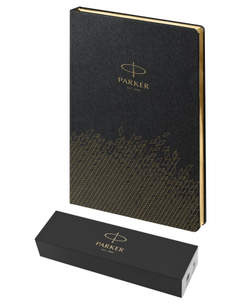 Подарочный набор: Ручка перьевая Parker Jotter Stainless Steel GT, Mblue и Ежедневник  недатированный, чёрный