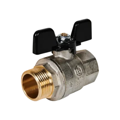 Кран шаровой полнопроходной STOUT - 3/4" (НР/ВР, PN40, Tmax 150°C, ручка-бабочка черная)