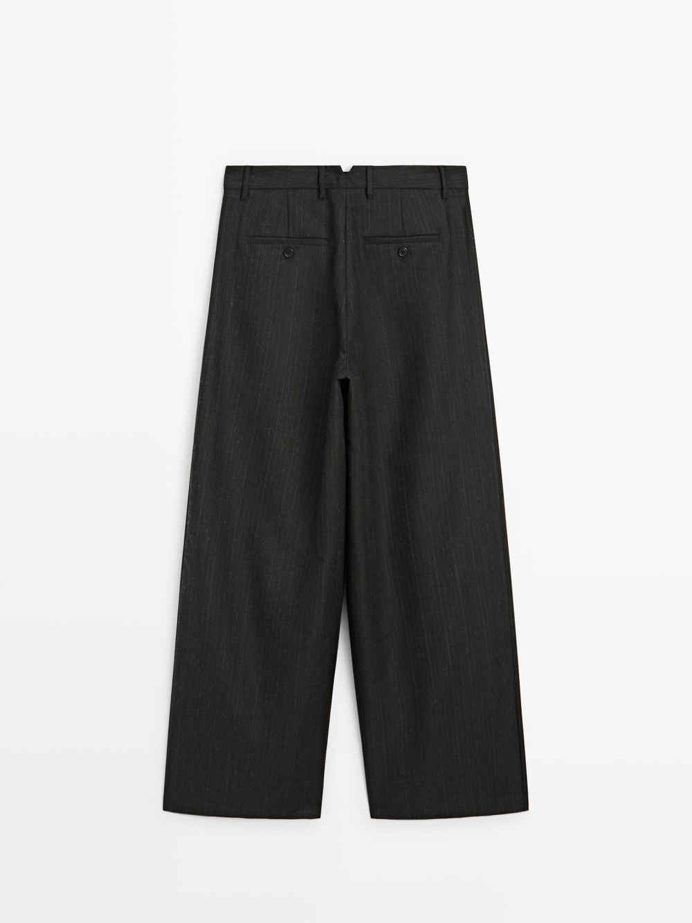 Massimo Dutti Широкие брюки из смесовой шерсти в полоску, темно-серый