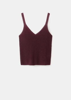 Трикотажный топ из люрекса с V-образным вырезом