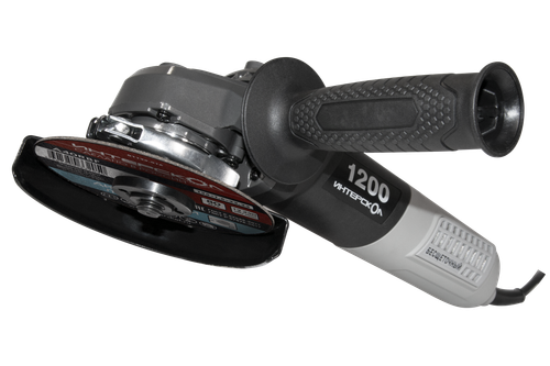 Профессиональная угловая шлифовальная машина ИНТЕРСКОЛ УШМВ-125/1200Э с бесщеточным (вентильным) электродвигателем