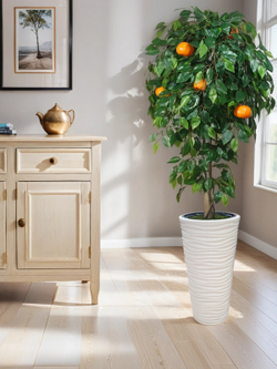 Искусственное дерево Мандарин 170 см в высоком круглом белом кашпо
