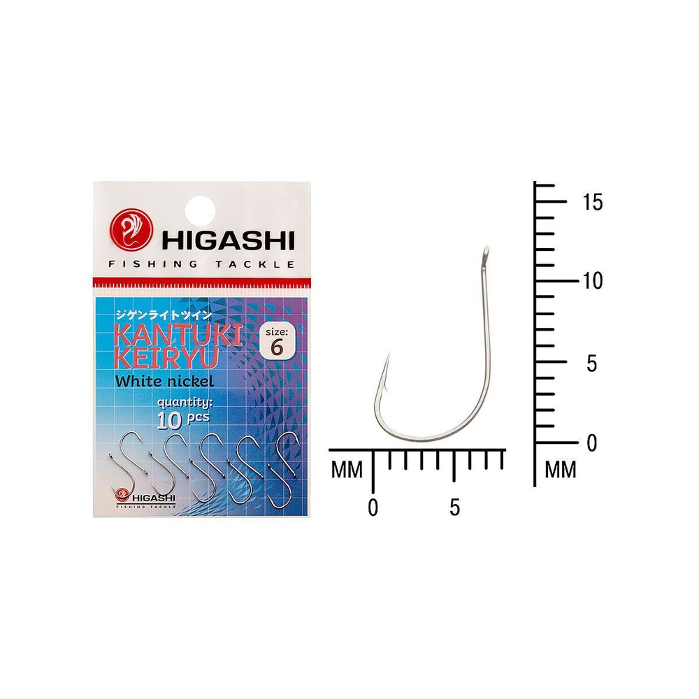 Крючок одинарный HIGASHI Kantuki Keiryu #4 White nickel