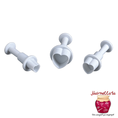 Вырубки с выталкивателем СЕРДЕЧКО, 3 штуки, пластик