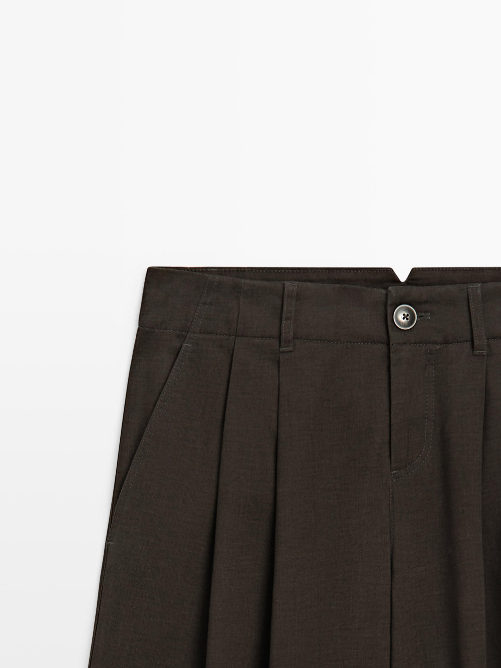 Massimo Dutti Атласные брюки с вытачками, цвет верблюжьей шерсти