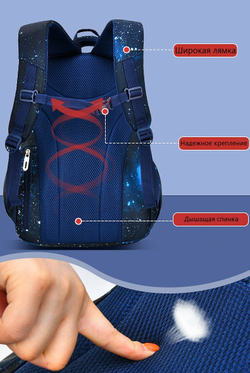 Рюкзак школьный для мальчика, синий