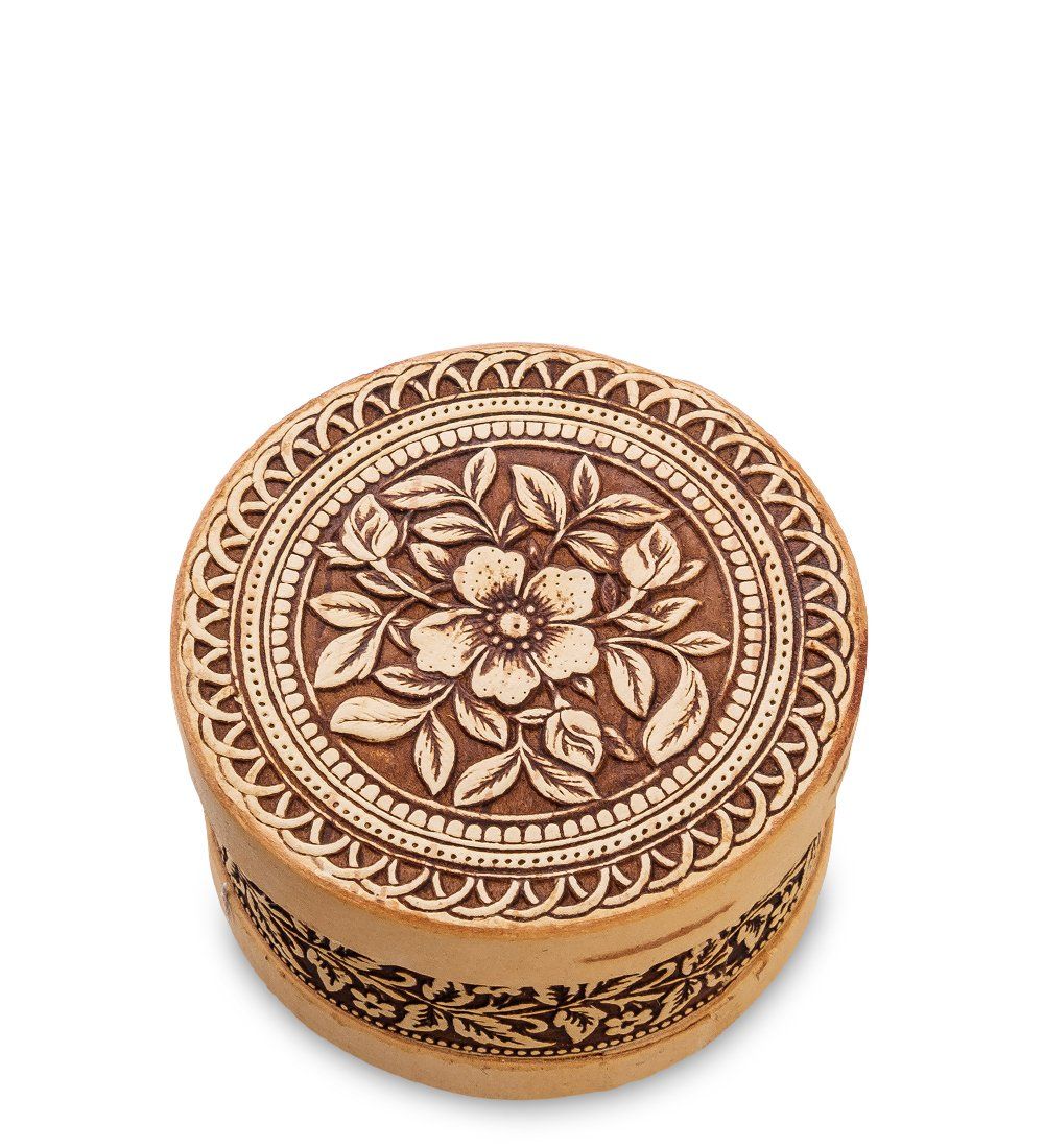 Народные промыслы BST-313/ 1 Шкатулка «Цветы» (береста)