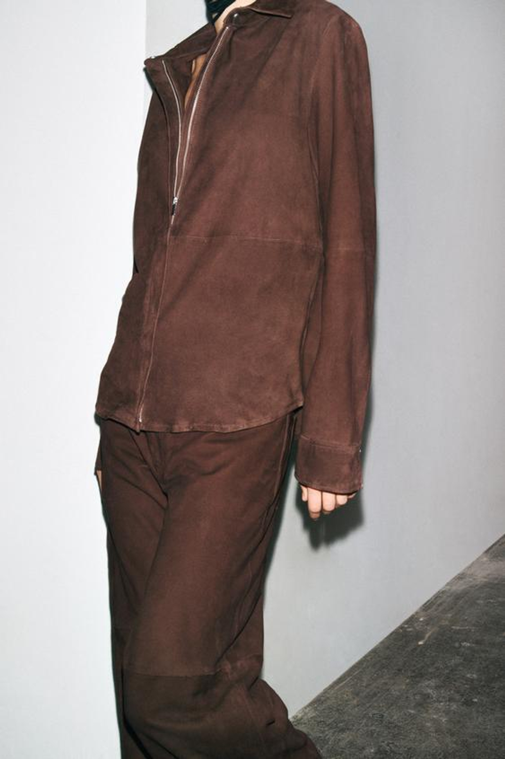 ZARA БРЮКИ ИЗ 100% ЗАМШИ — ZW COLLECTION, LIMITED EDITION, КОРИЧНЕВЫЙ