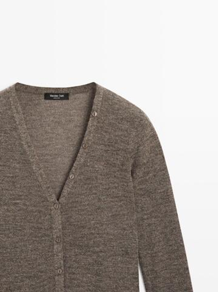 Massimo Dutti Кардиган из смесовой шерсти с V-образным вырезом, норка