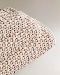 Zara Home - Хлопковое банное полотенце со структурой, розовый, 30х50 см