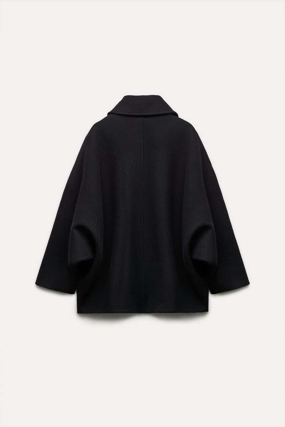 ZARA УКОРОЧЕННОЕ ШЕРСТЯНОЕ ПАЛЬТО — ZW COLLECTION, ЧЕРНЫЙ