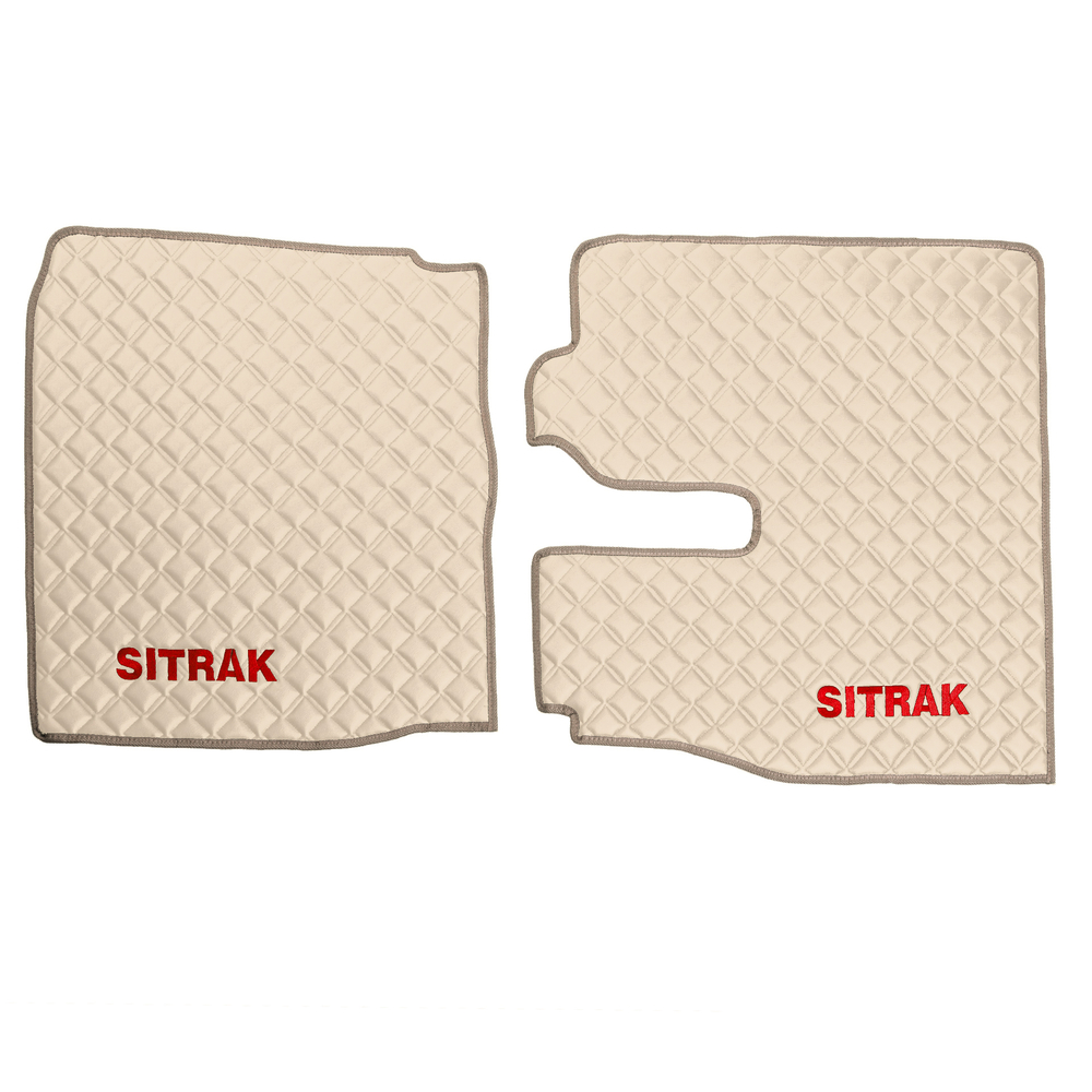 Ковры Sitrak MAX (экокожа, бежевый, бежевый кант, красная вышивка)