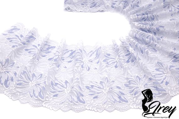 03-236 Кружево эластичное 22 см, голубой/айвори