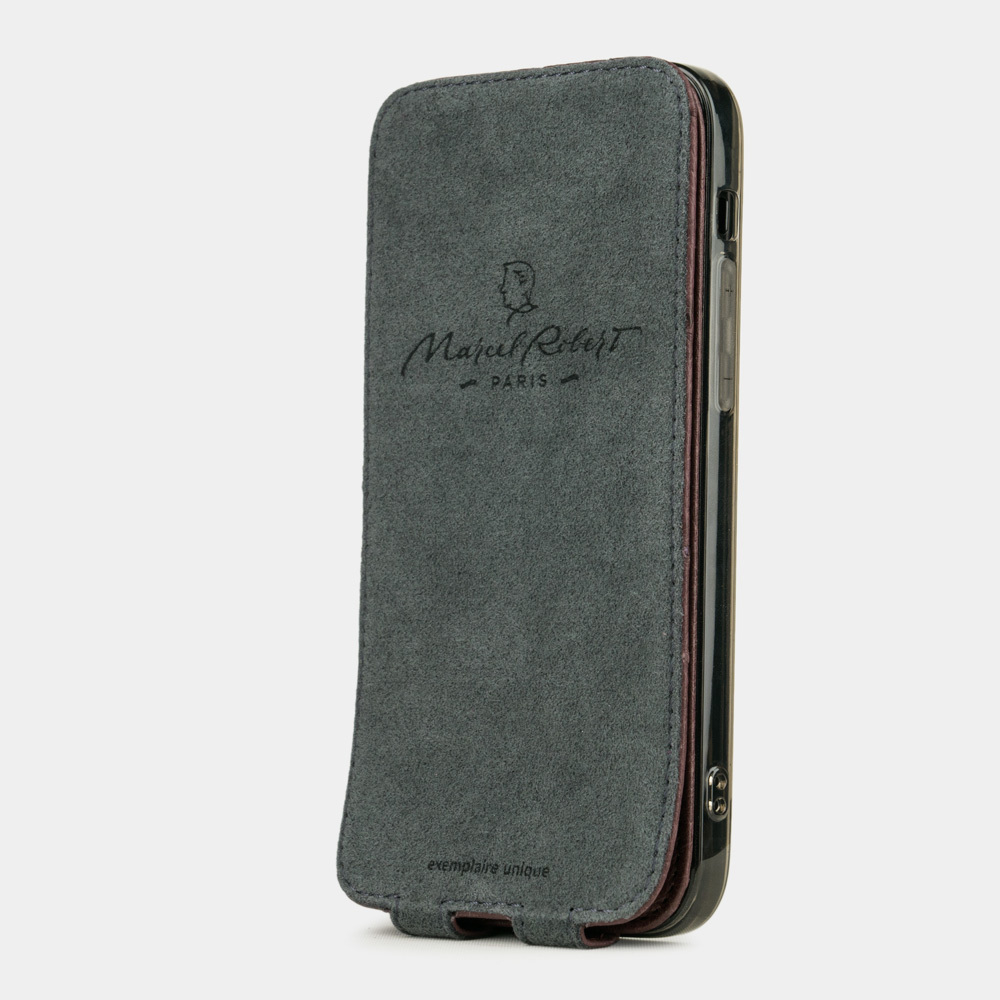 Special order: Чехол для iPhone 12/12Pro из кожи страуса, цвета баклажан