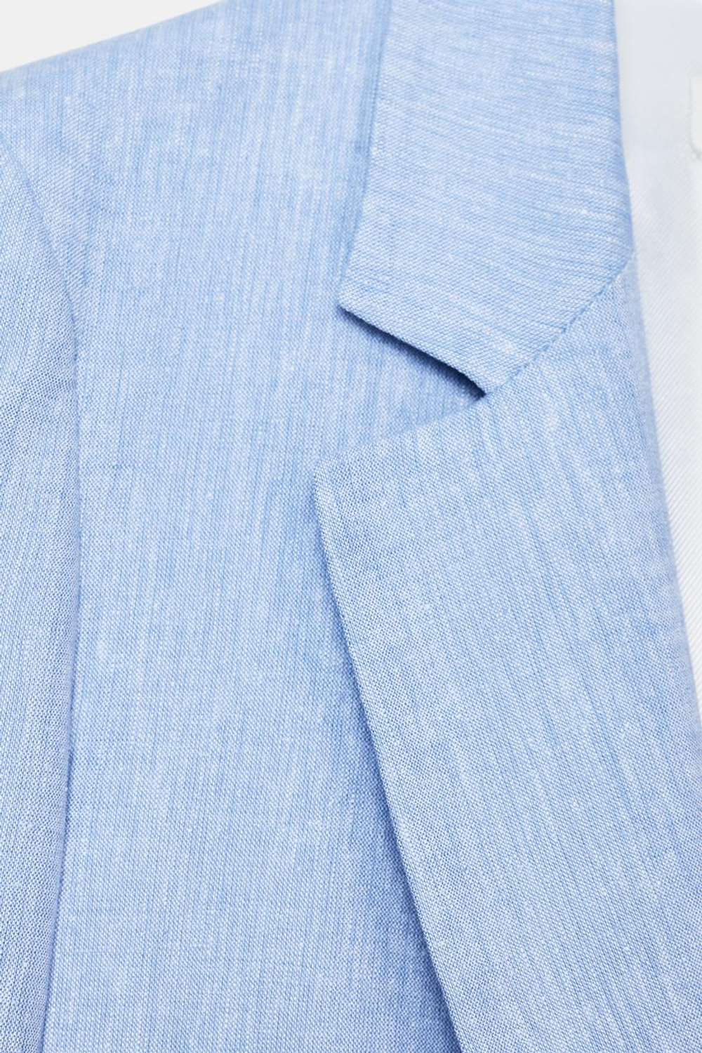 ZARA БЛЕЙЗЕР ИЗ СМЕСОВОГО ЛЬНА С ПОДВЕРНУТЫМИ РУКАВАМИ, ГОЛУБОЙ