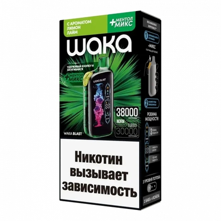 Waka Blast Лимон-лайм + ментол микс 38000 затяжек 20мг Hard (2% Hard)