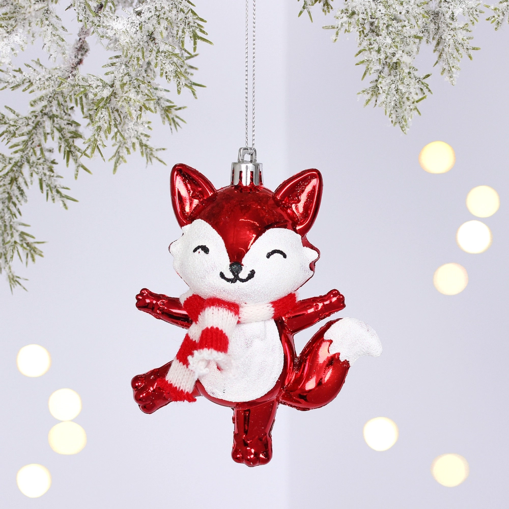 Ёлочная игрушка «Весёлый лисёнок» 8.8*5.5*13.5 см, Красный