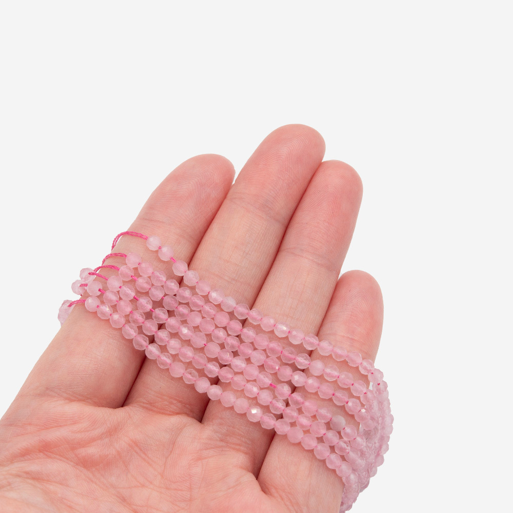 Селенит (имитация), оттенок "Rose Quartz" 3мм, шар, микроогранка