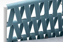 "Диего" кресло плетеное из роупа, каркас алюминий светло-серый (RAL7035) муар, роуп бирюзовый круглый, ткань светло-серая