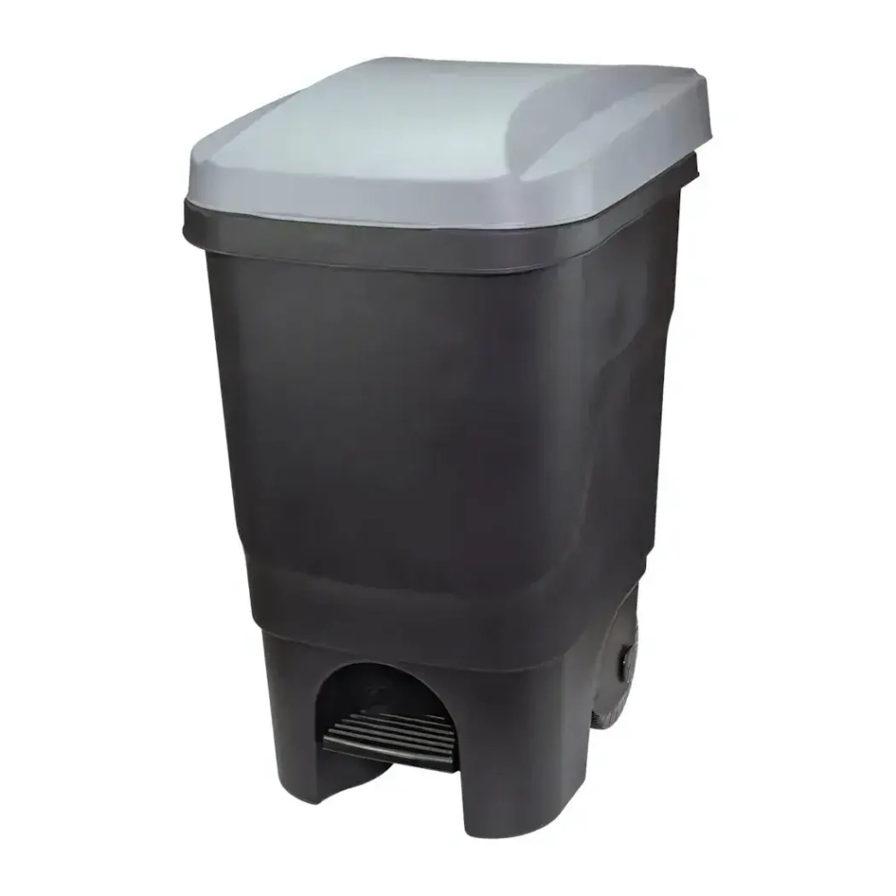 Бак 60л с педалью на колесах Серый