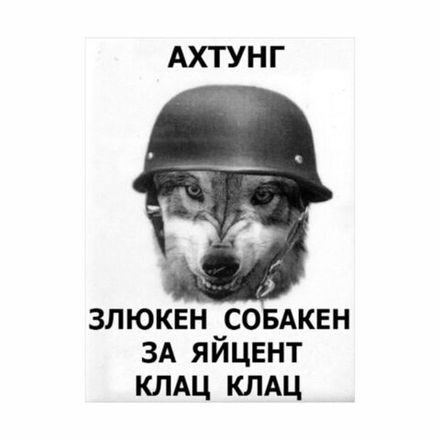 Информационная табличка "Ахтунг! Злюкен собакен" 300x200 мм из пластика 3 мм