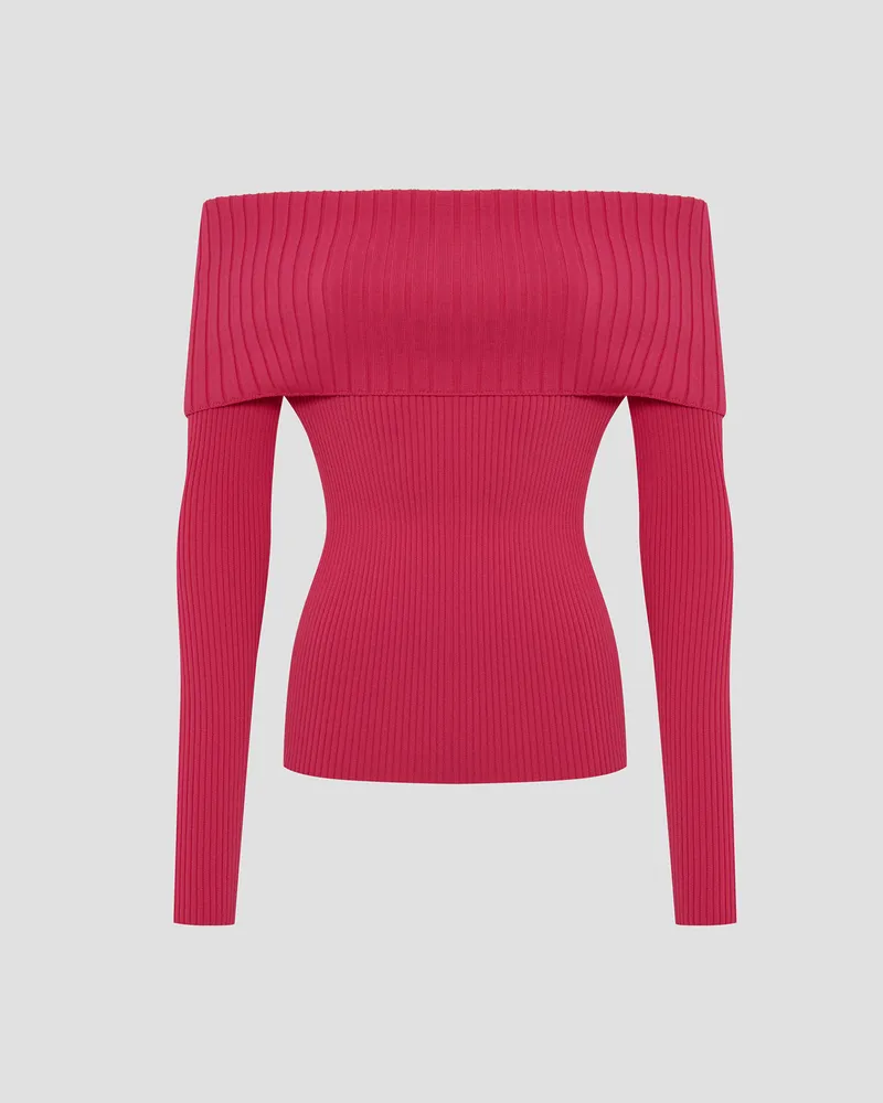 Топ трикотажный с отворотом и длинными рукавами