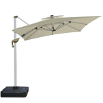 Зонт садовый складной с подставкой и подсветкой, квадратный 300 см, бежевый