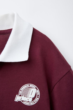 ZARA ПОЛО С ПРИНТОМ PRINCE ®, ЦВЕТ БУРГУНДСКОГО ВИНА