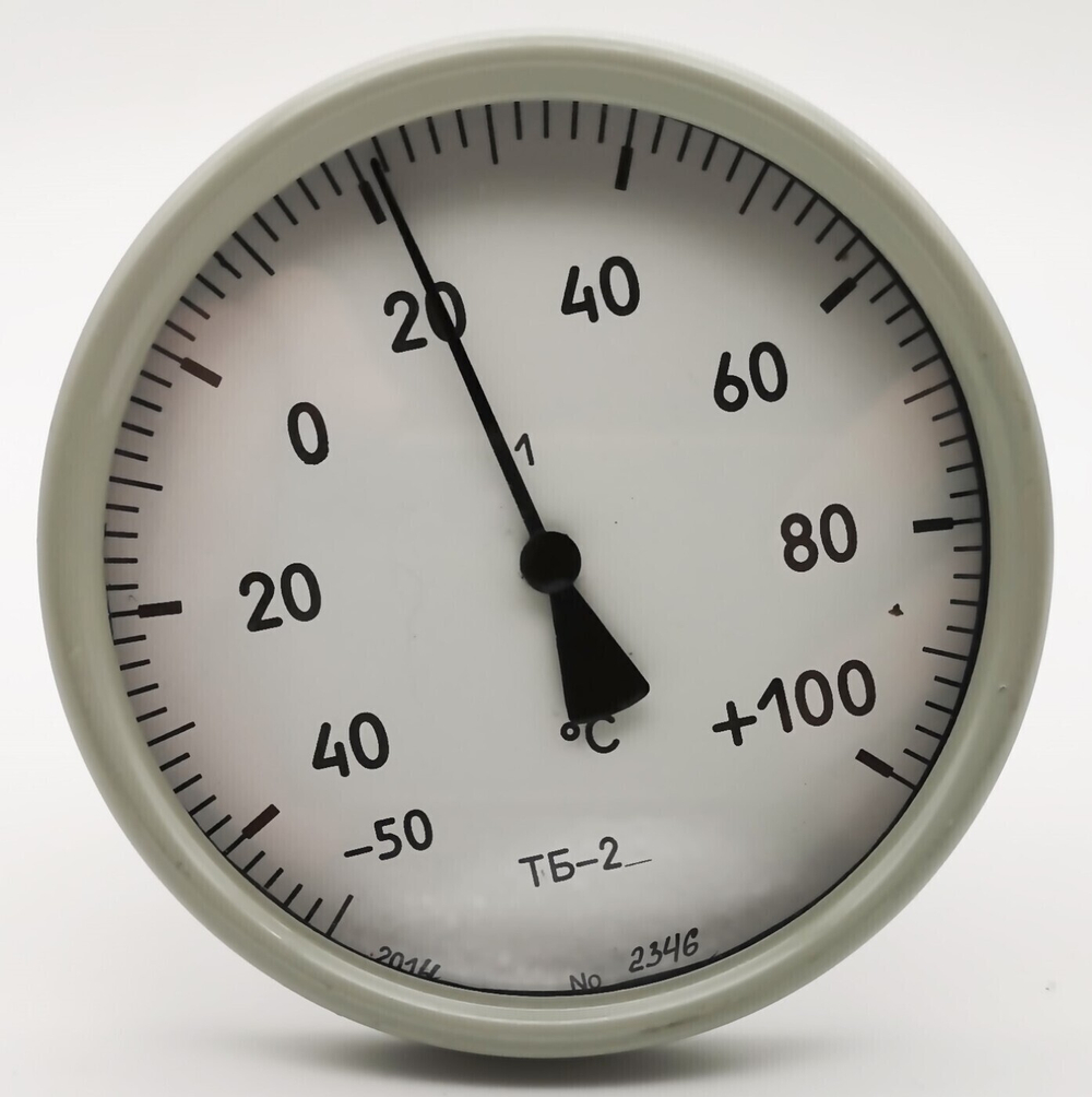 Термометр биметаллический ТБ-2 (-50+100) 100мм, 1%, G1/2, осевой, показывающий