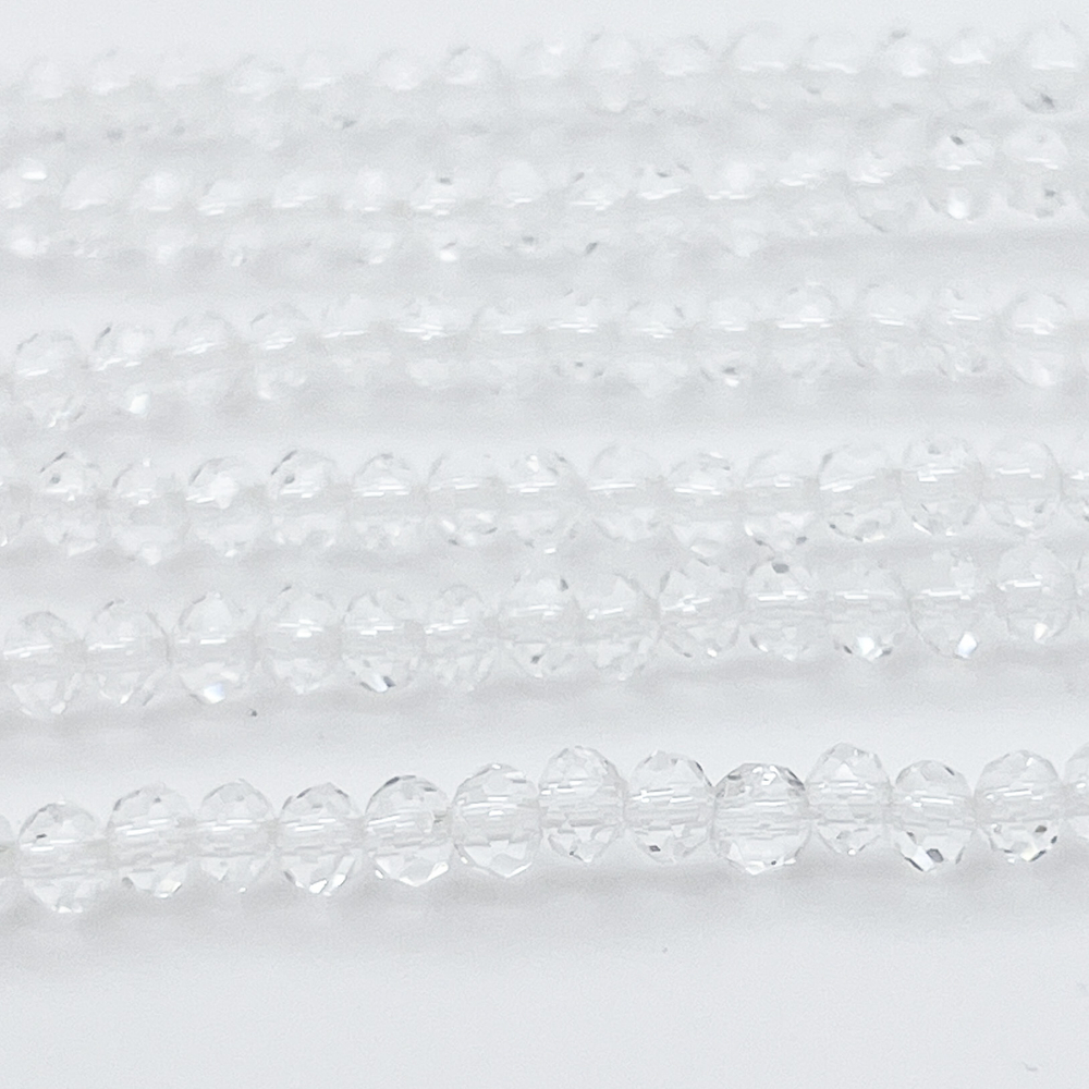 Бусина стекло, цвет прозрачный, размер 3*4 мм, цена за 3 грамма (около 40 шт)