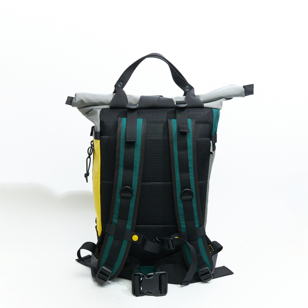 Рюкзак Rolltop Grubo 500 серо-зеленый/желтый/темно-зеленый