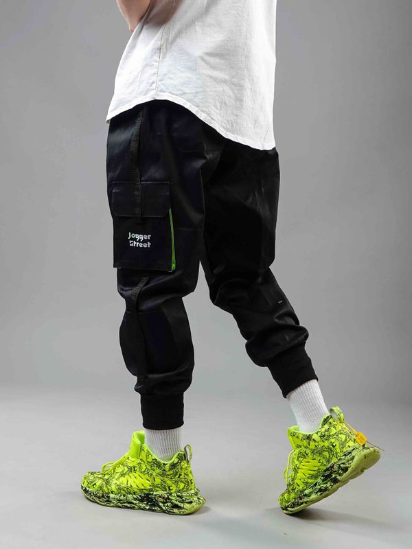 Джоггеры Jogger Street Black Jam Green Pocket - фото 7