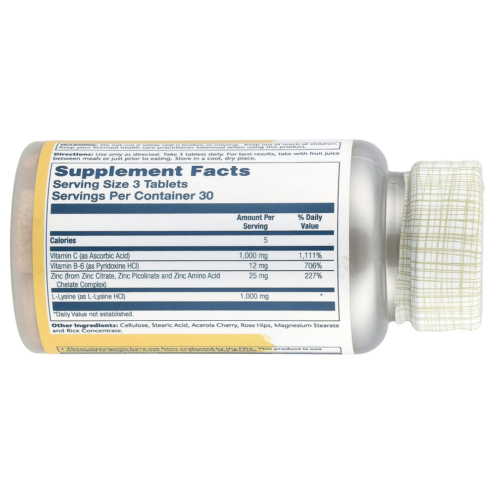 Solaray, L-лизин, 90 таблеток