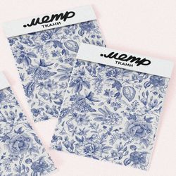 Ткань таффета розы росписью гжель