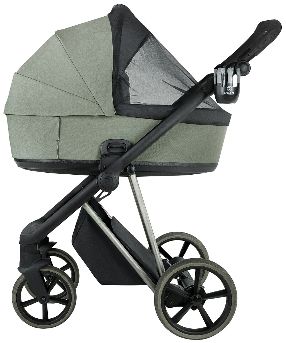 Детская коляска Roan Sol Vintage Luxury 2.0 3 в 1 с автокреслом Tutis Elo Lux EduSky Black VIN 02/SG Sage Green/Sage/руч.Black