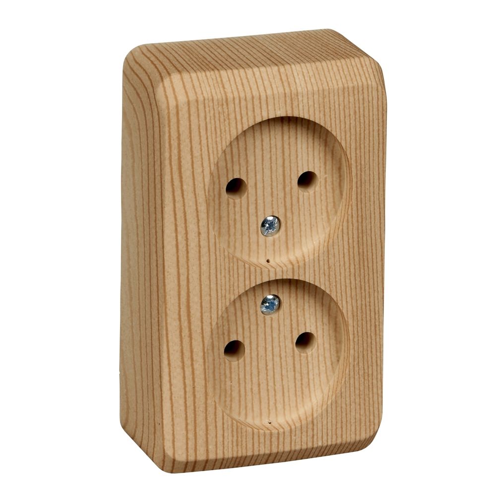 Schneider Electric ЭТЮД Сосна Розетка 2-местная открытая установка без заземляющих контактов PA16-005D