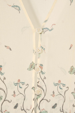 ZARA X KATE MOSS БЛУЗА С ПРИНТОМ, КРЕМОВЫЙ/ЗЕЛЕНЫЙ