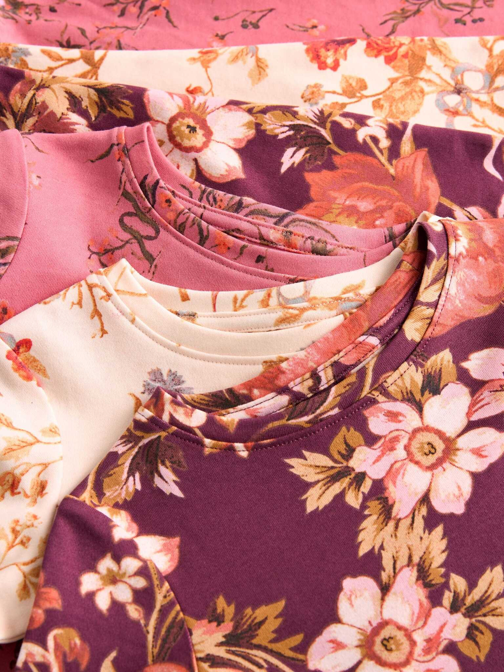 Пижама для девочки Next B30-731, 3 шт., Бордовый, Розовый, Кремовый