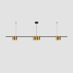 DK4063-BK+SG Подвесной светильник ORBIT, IP20, 7xGU10 LED до 15 Вт, черный + сатинированное золото, алюминий